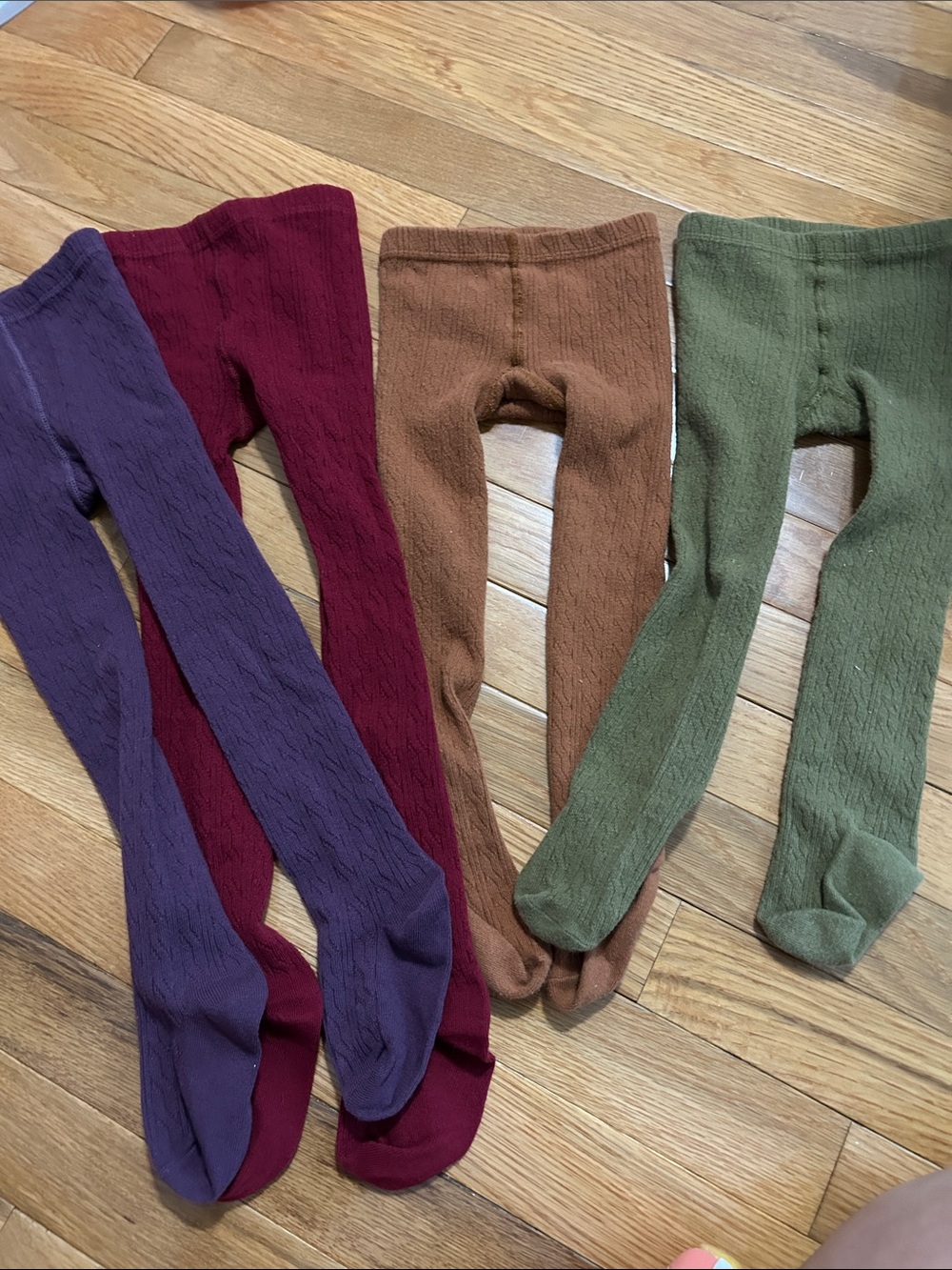 Little Stocking Co Kids Ribbed Tights - Purple, Burgundy, Brown, Green